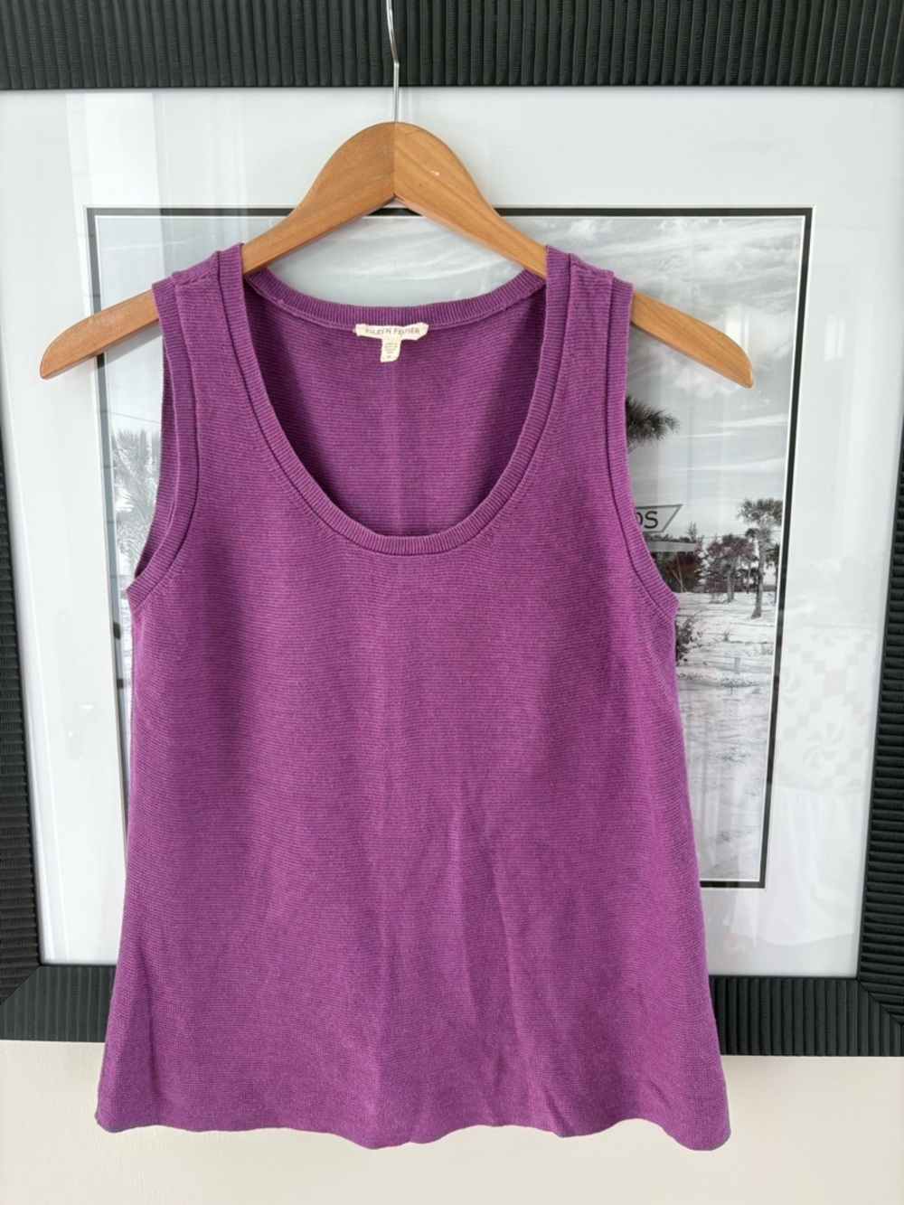 Eileen Fisher Purple Knit Tank Top Size M Cotton Blend Minimalist